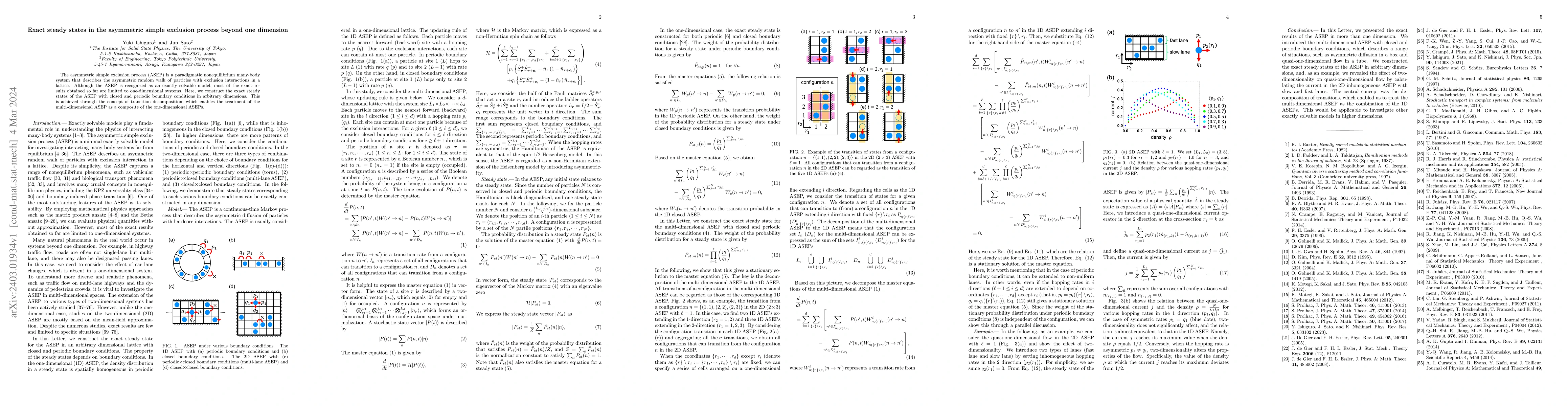 Thumbnail for Exact steady states in the asymmetric simple exclusion process beyond
  one dimension