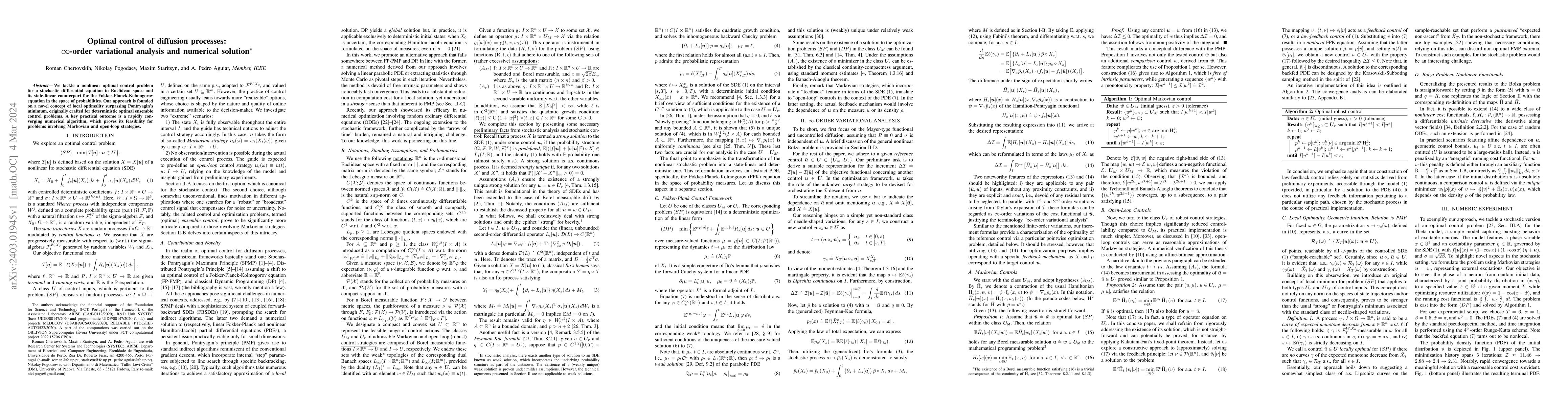 Thumbnail for Optimal control of diffusion processes: $\infty$-order variational
  analysis and numerical solution