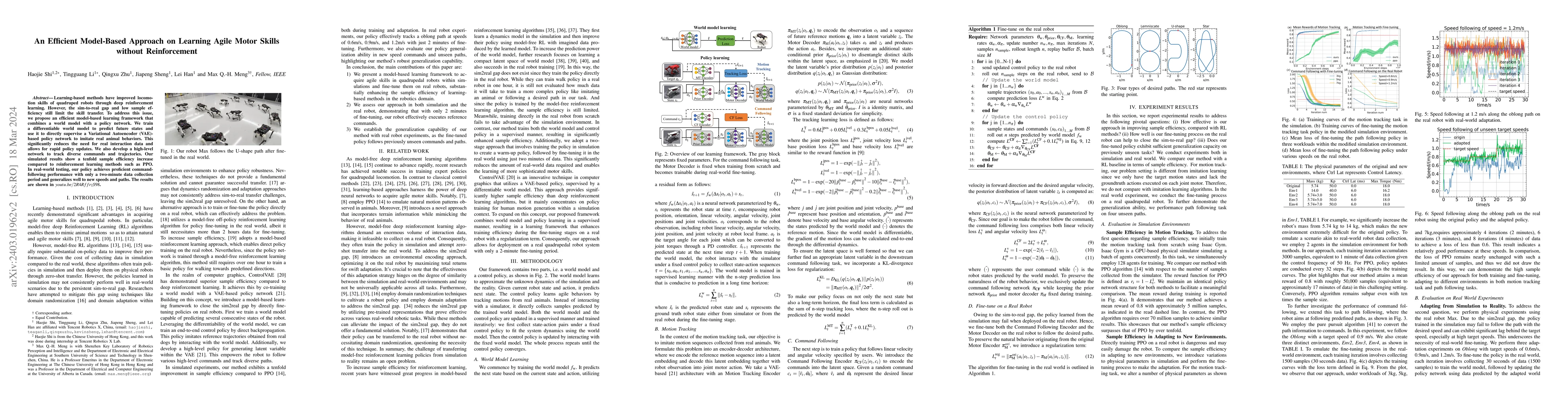 Thumbnail for An Efficient Model-Based Approach on Learning Agile Motor Skills without
  Reinforcement