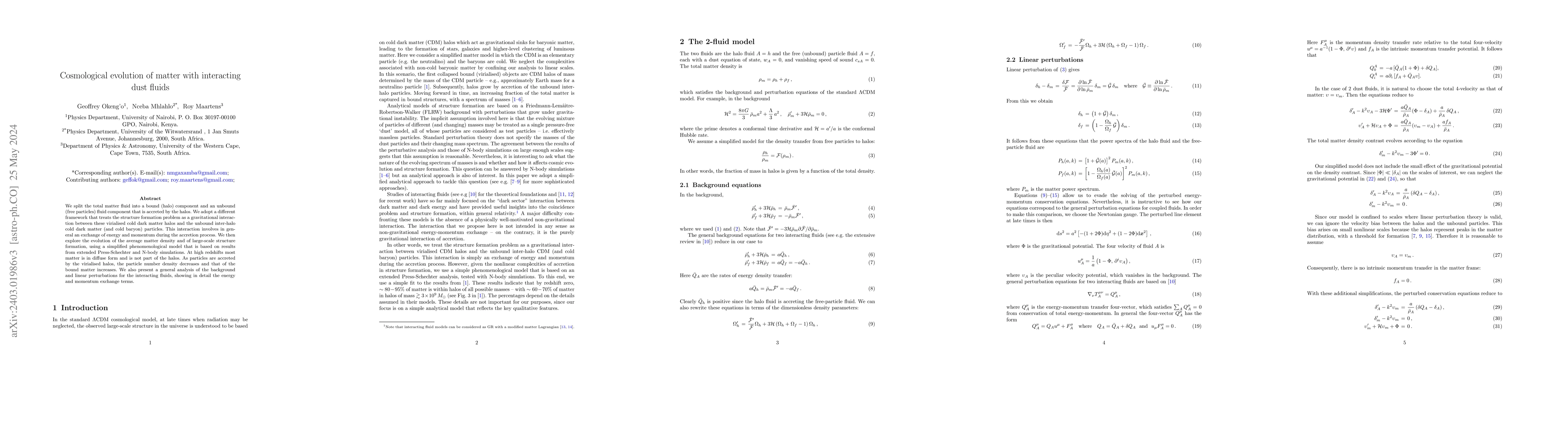 Thumbnail for Cosmological evolution of matter with interacting dust fluids