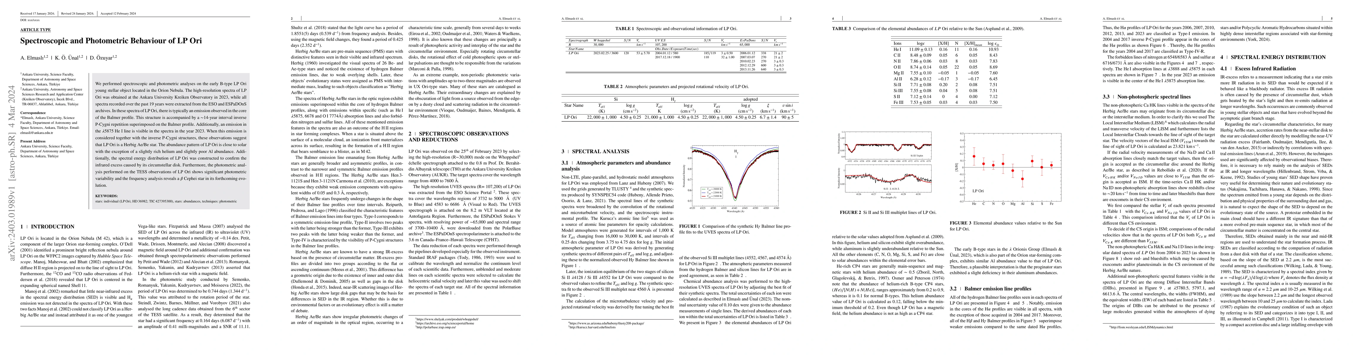 Thumbnail for Spectroscopic and Photometric Behaviour of LP Ori