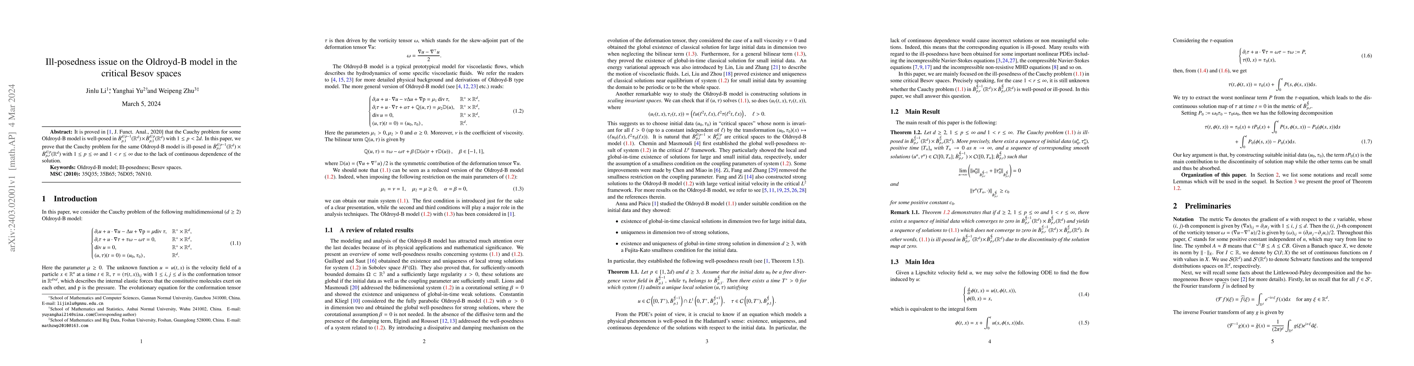 Thumbnail for Ill-posedness issue on the Oldroyd-B model in the critical Besov spaces