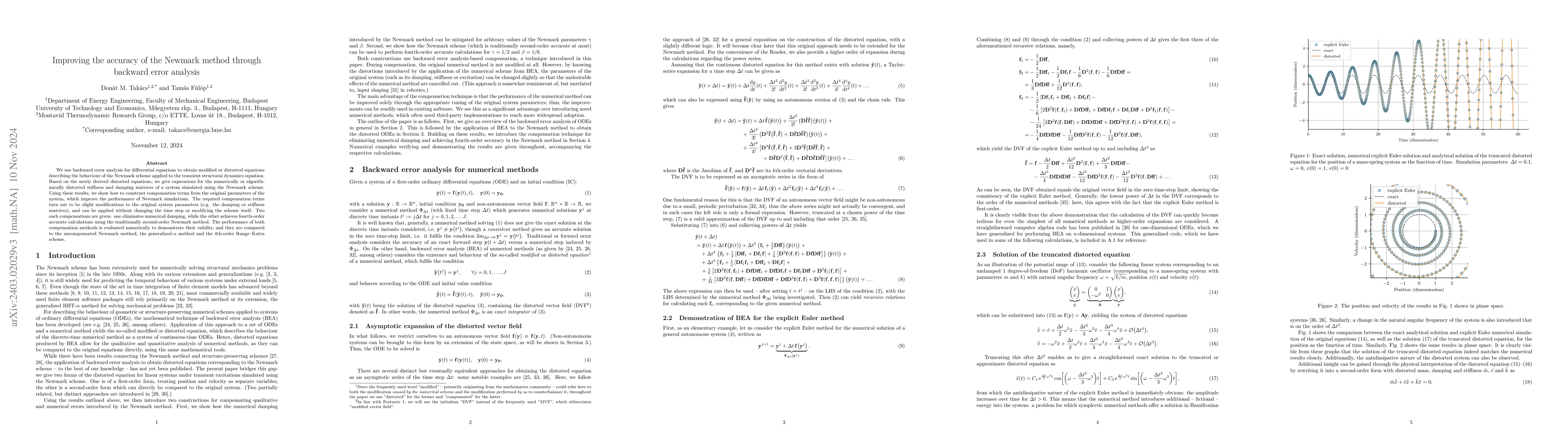 Thumbnail for Improving the accuracy of the Newmark method through backward error
  analysis