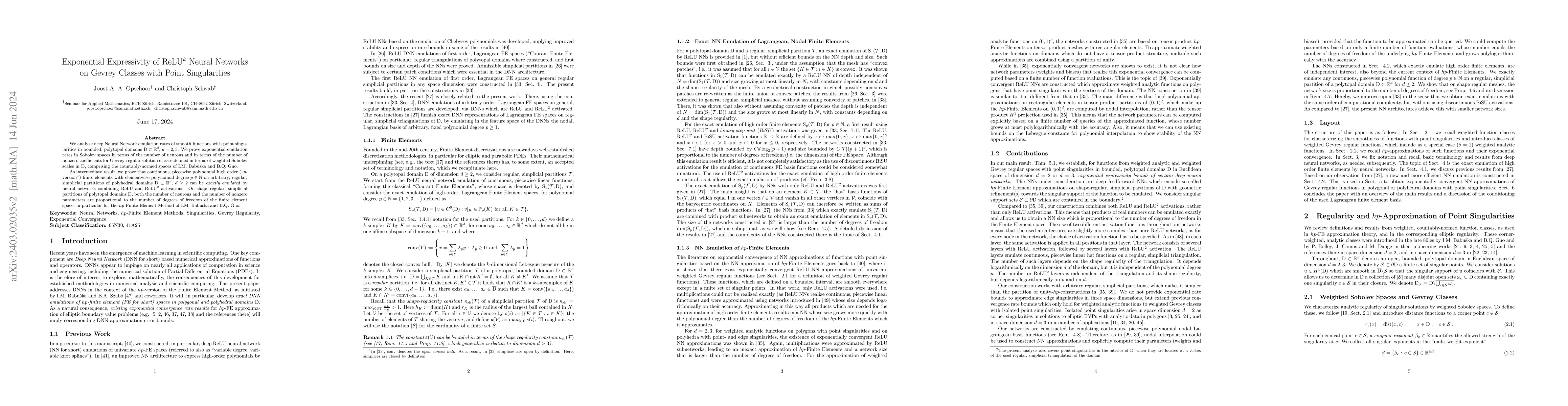 Thumbnail for Exponential Expressivity of ReLU$^k$ Neural Networks on Gevrey Classes
  with Point Singularities