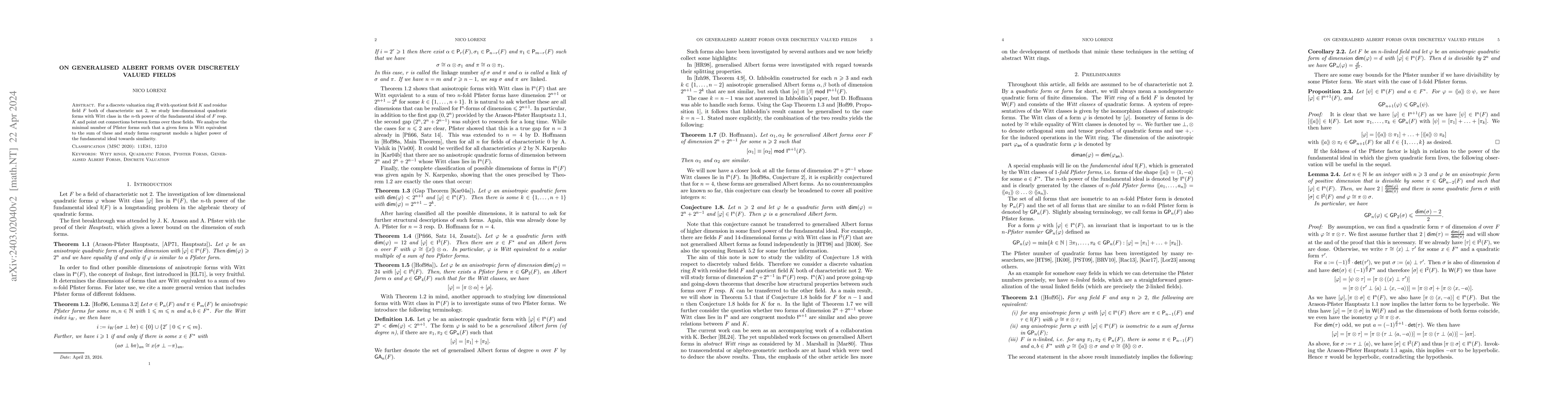 Thumbnail for On Generalised Albert Forms over Discretely Valued Fields