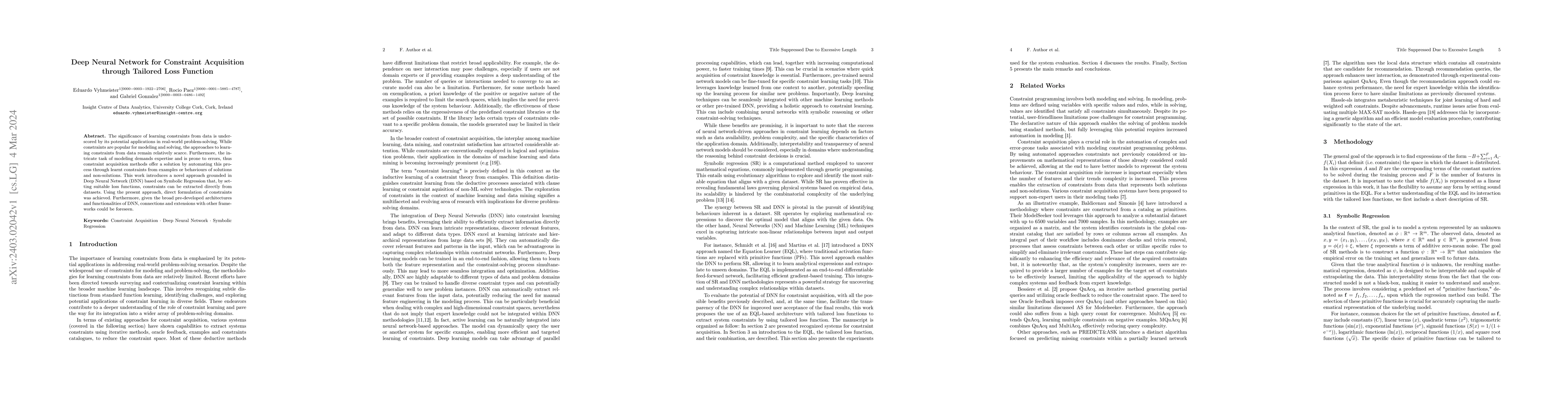 Thumbnail for Deep Neural Network for Constraint Acquisition through Tailored Loss
  Function