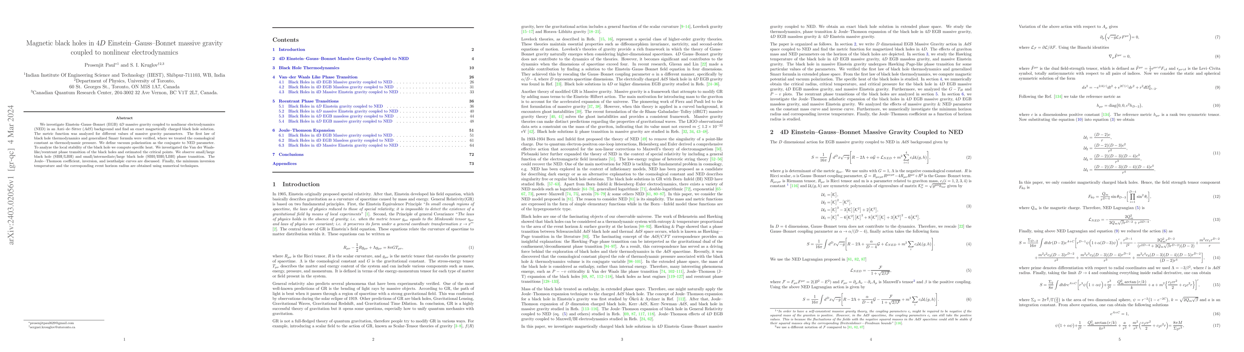 Thumbnail for Magnetic black holes in 4$D$ Einstein--Gauss--Bonnet massive gravity
  coupled to nonlinear electrodynamics
