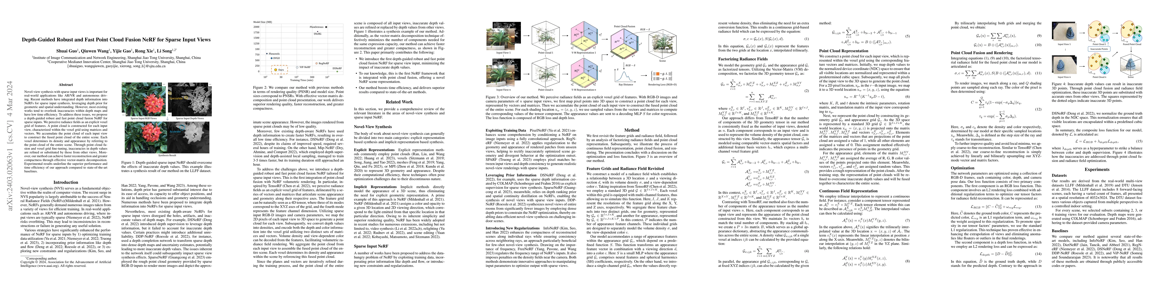 Thumbnail for Depth-Guided Robust and Fast Point Cloud Fusion NeRF for Sparse Input
  Views