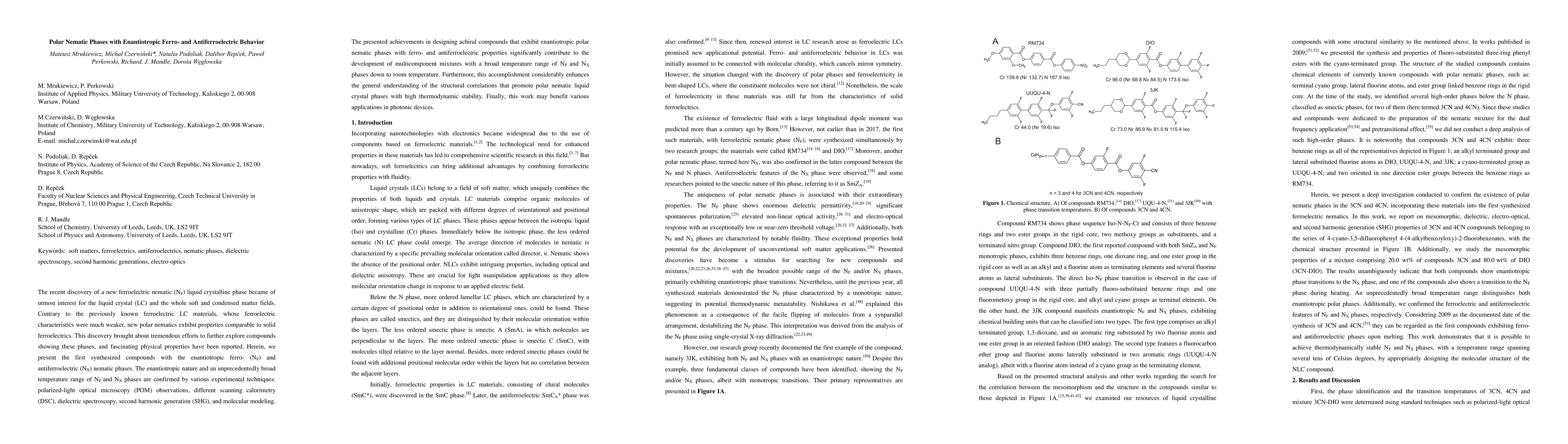 Thumbnail for Polar Nematic Phases with Enantiotropic Ferro- and Antiferroelectric
  Behavior