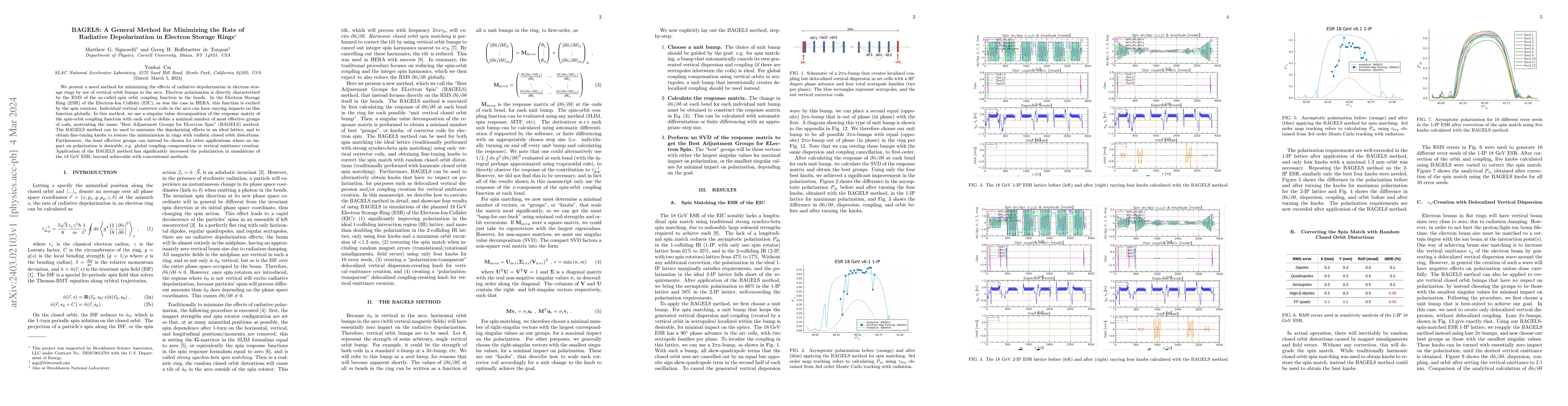 Thumbnail for BAGELS: A General Method for Minimizing the Rate of Radiative
  Depolarization in Electron Storage Rings
