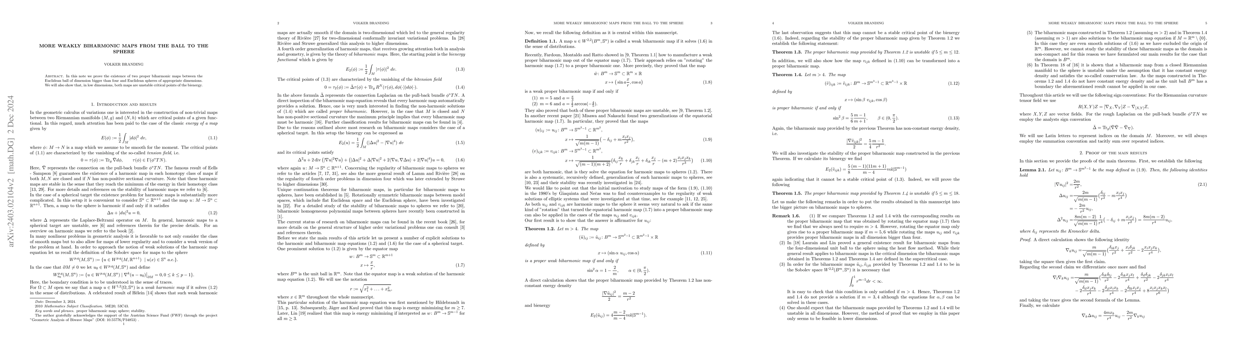 Thumbnail for More weakly biharmonic maps from the ball to the sphere