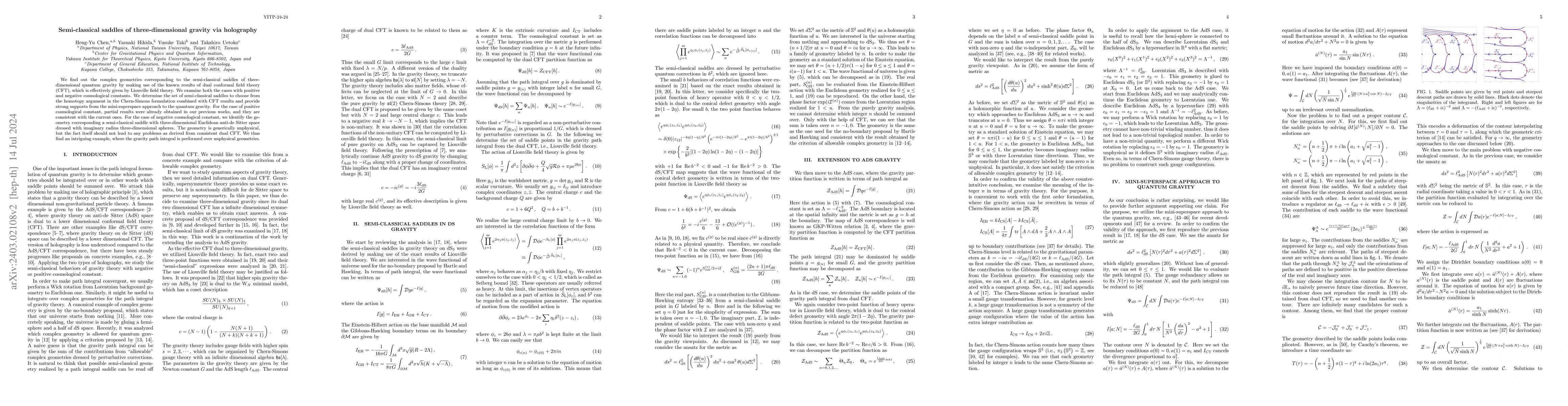 Thumbnail for Semi-classical saddles of three-dimensional gravity via holography
