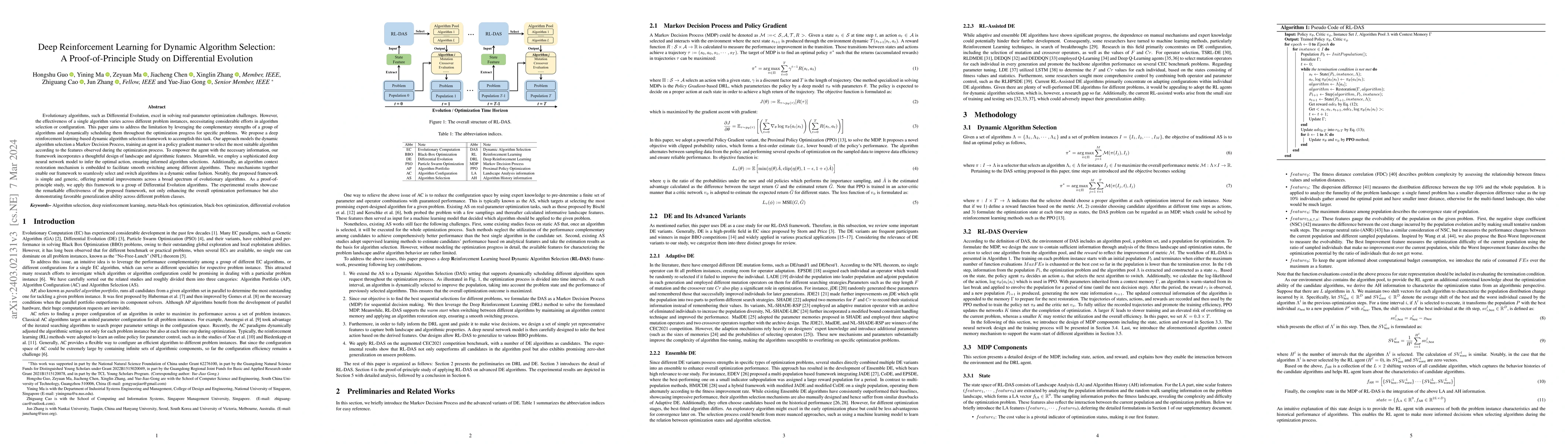 Thumbnail for Deep Reinforcement Learning for Dynamic Algorithm Selection: A
  Proof-of-Principle Study on Differential Evolution