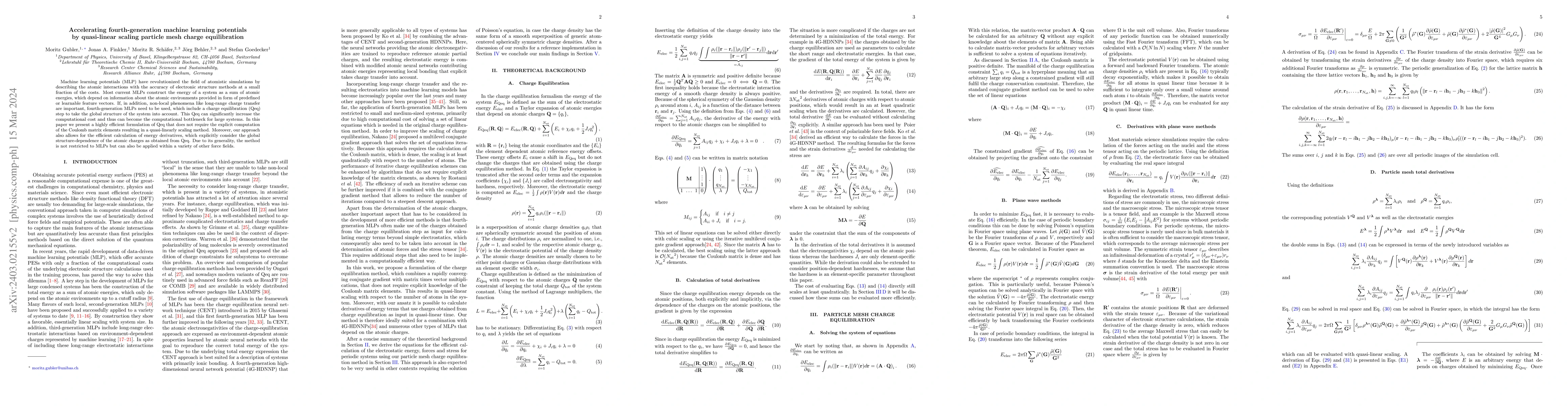 Thumbnail for Accelerating fourth-generation machine learning potentials by
  quasi-linear scaling particle mesh charge equilibration