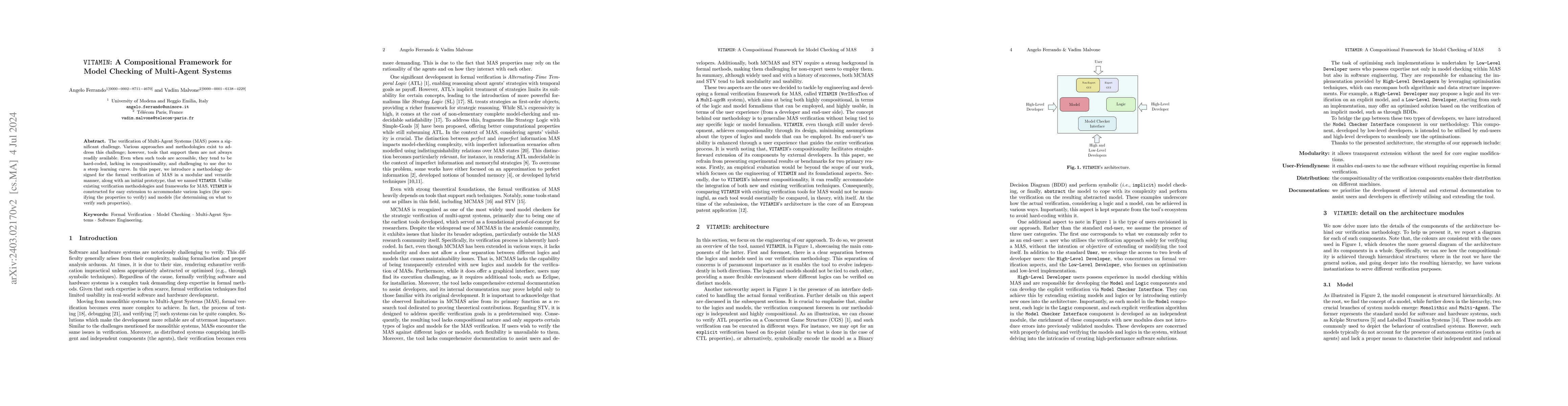 Thumbnail for VITAMIN: A Compositional Framework for Model Checking of Multi-Agent
  Systems