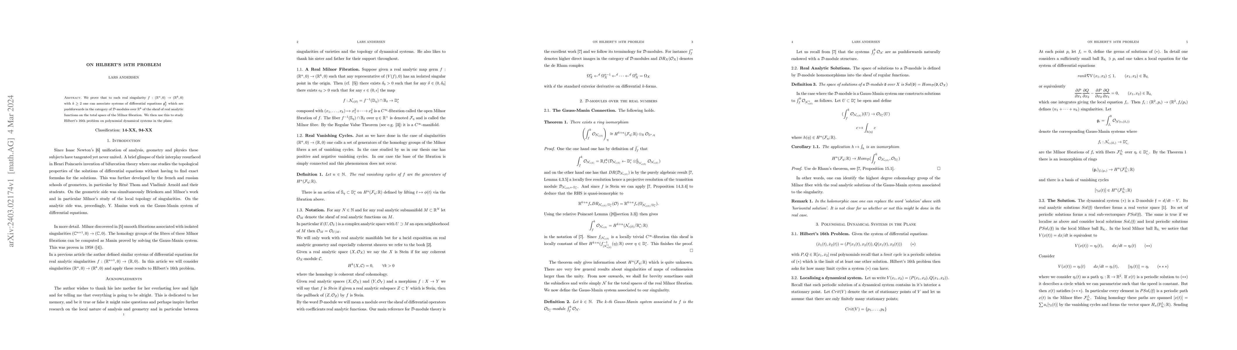 Thumbnail for On Hilbert's 16th Problem