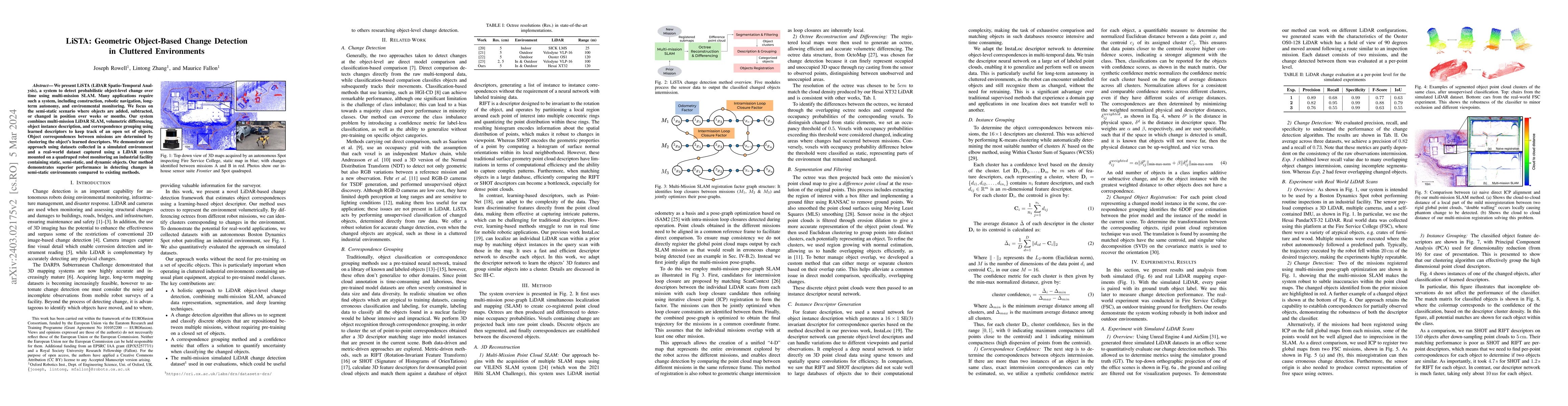 Thumbnail for LiSTA: Geometric Object-Based Change Detection in Cluttered Environments