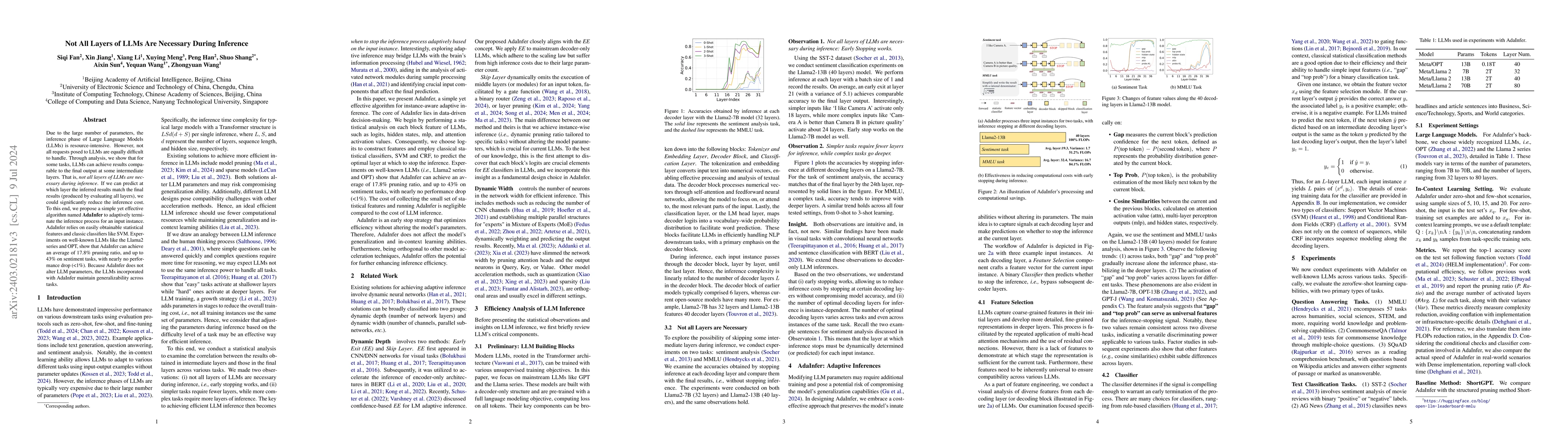 Thumbnail for Not All Layers of LLMs Are Necessary During Inference