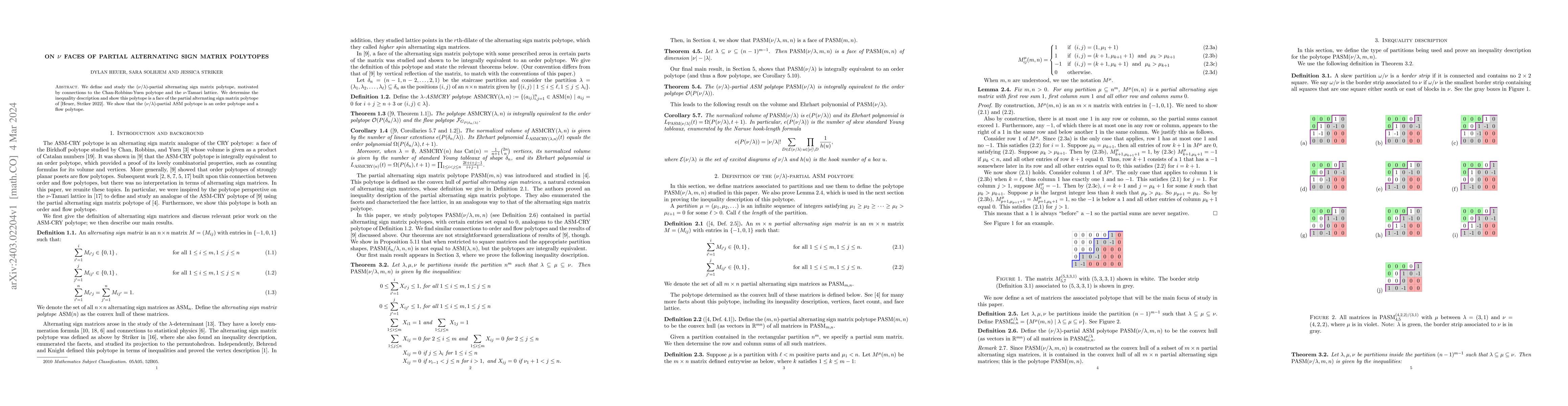Thumbnail for On nu Faces of Partial Alternating Sign Matrix Polytopes