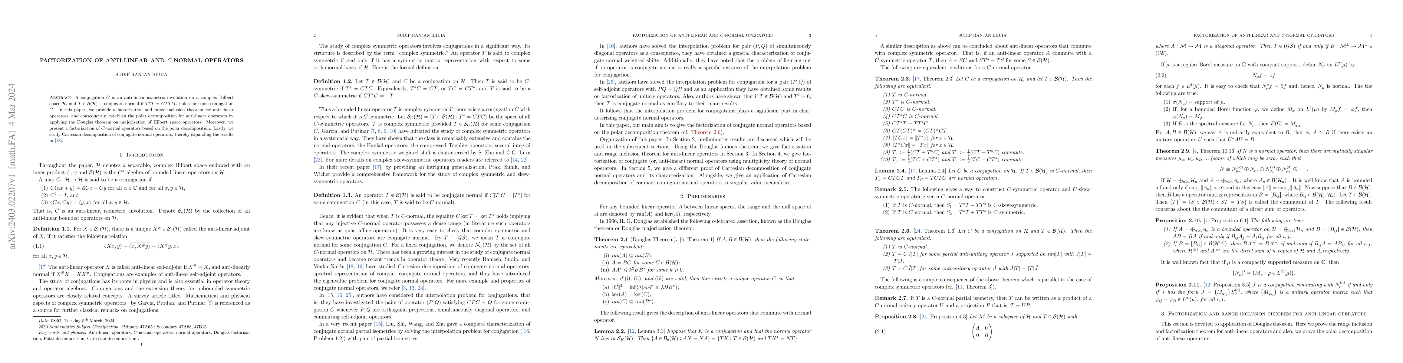 Thumbnail for Factorization of anti-linear and $C$-normal operators