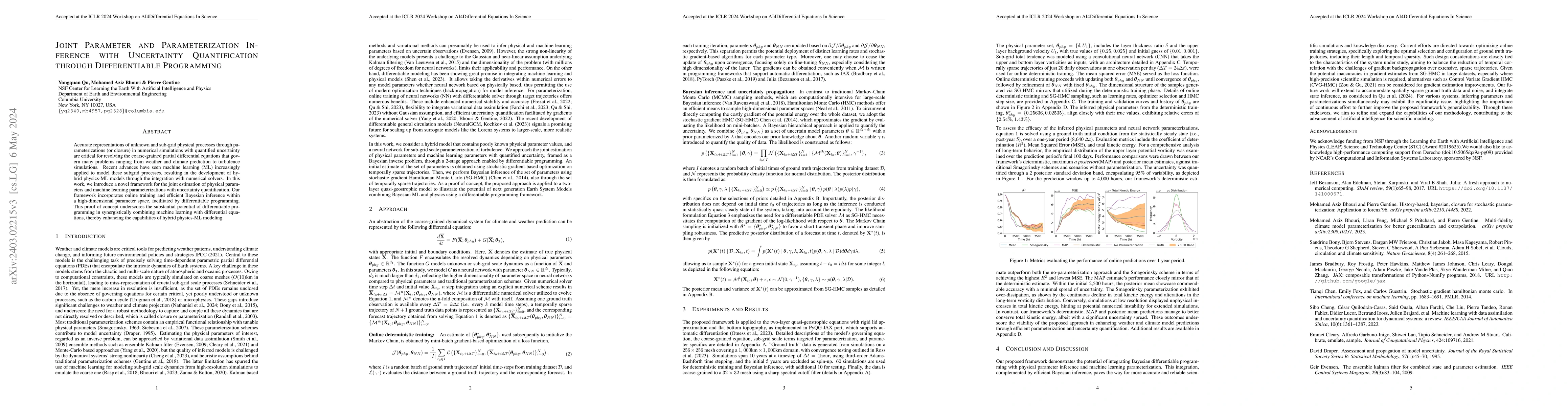 Thumbnail for Joint Parameter and Parameterization Inference with Uncertainty
  Quantification through Differentiable Programming