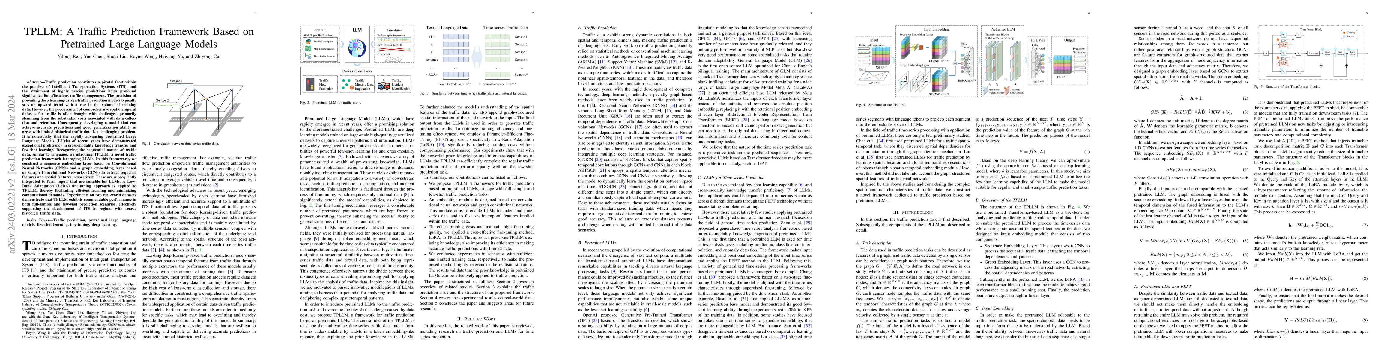 Thumbnail for TPLLM: A Traffic Prediction Framework Based on Pretrained Large Language
  Models