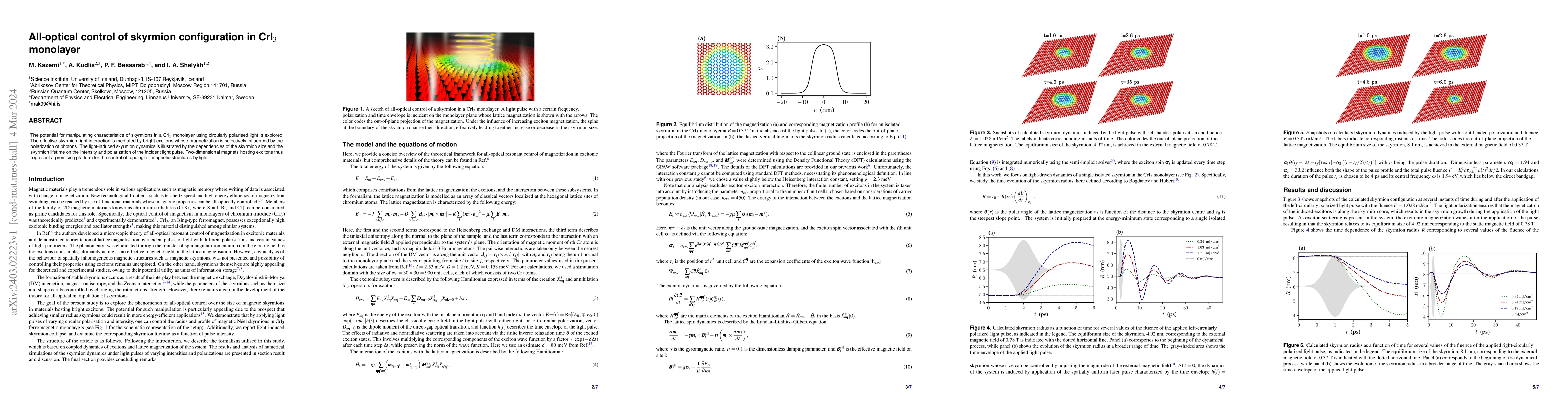 Thumbnail for All-optical control of skyrmion configuration in CrI$_3$ monolayer
