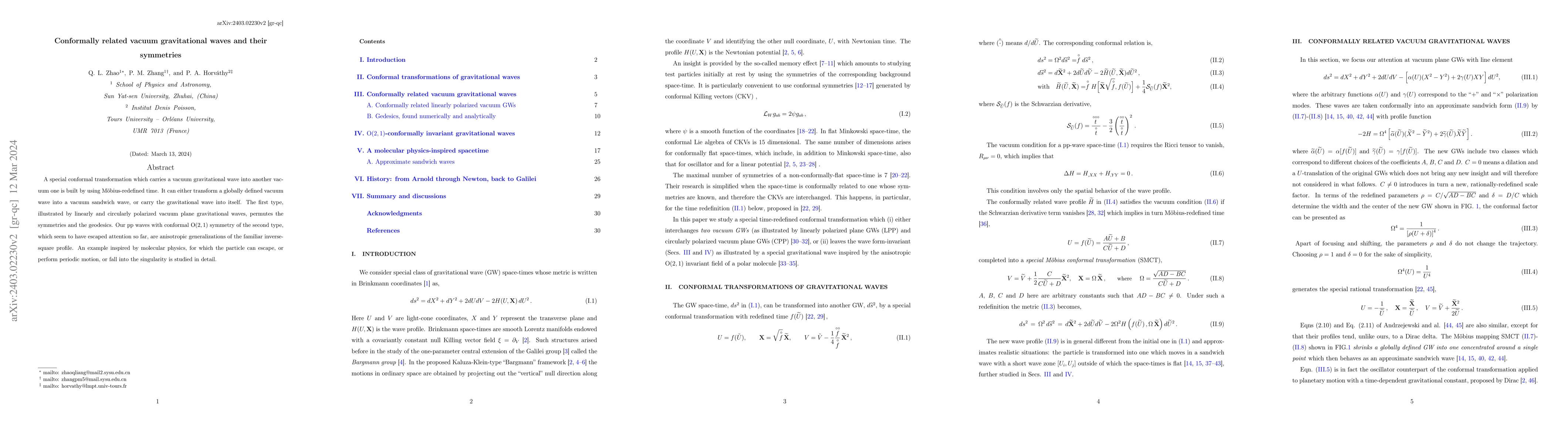 Thumbnail for Conformally related vacuum gravitational waves, and their symmetries