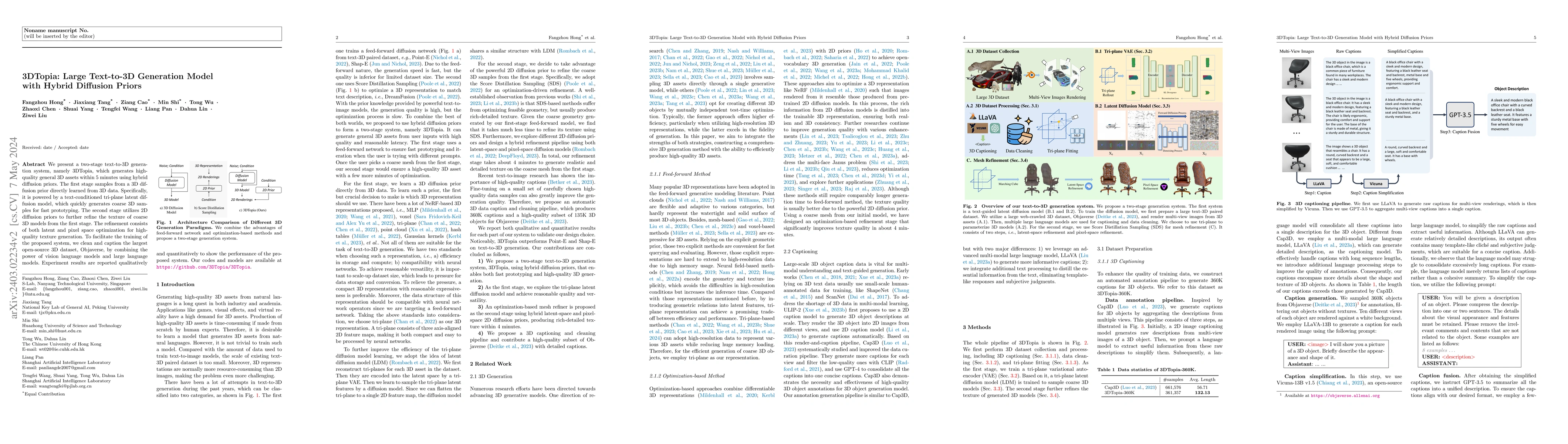Thumbnail for 3DTopia: Large Text-to-3D Generation Model with Hybrid Diffusion Priors