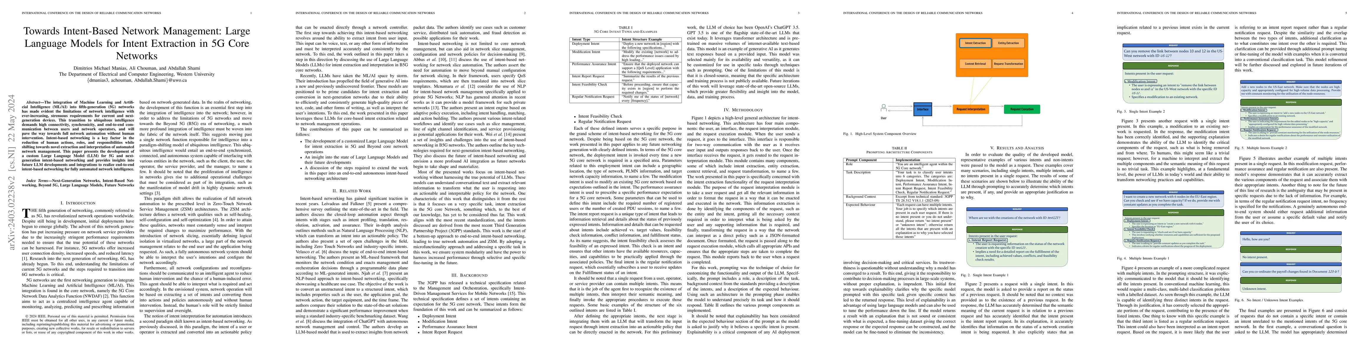 Thumbnail for Towards Intent-Based Network Management: Large Language Models for
  Intent Extraction in 5G Core Networks