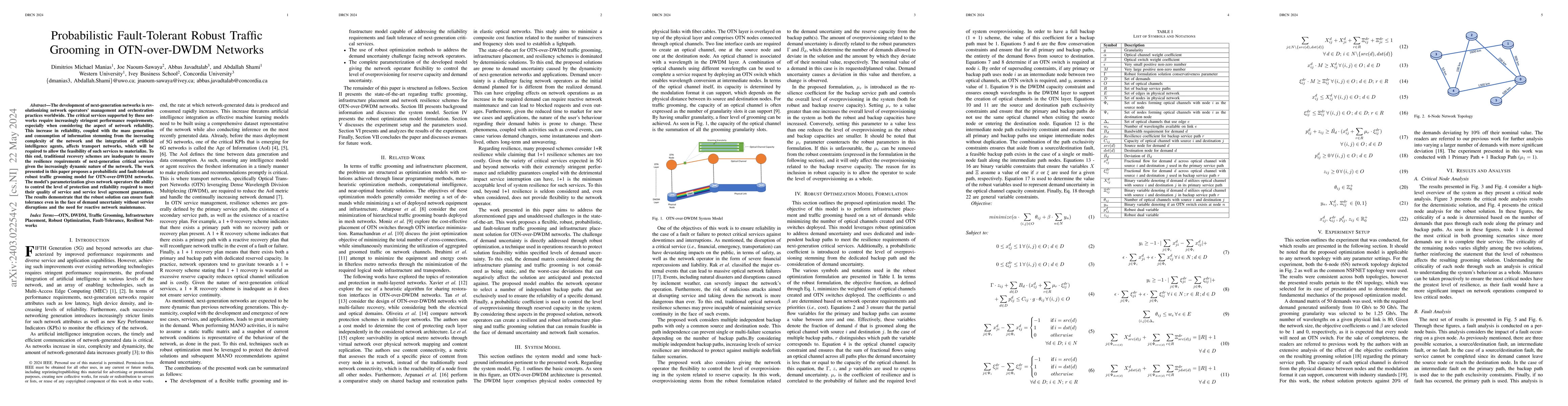 Thumbnail for Probabilistic Fault-Tolerant Robust Traffic Grooming in OTN-over-DWDM
  Networks