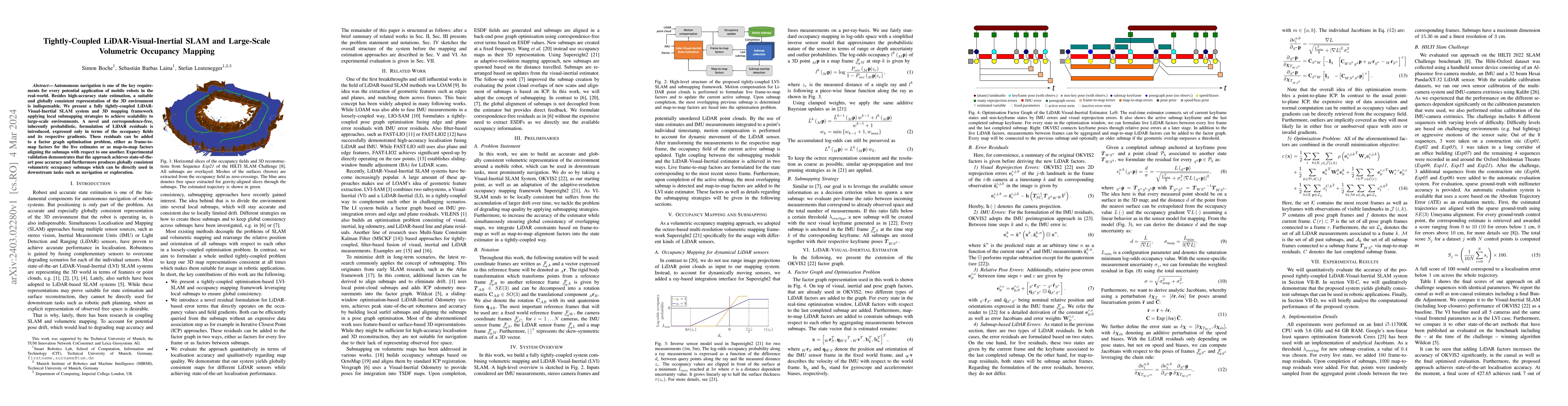 Thumbnail for Tightly-Coupled LiDAR-Visual-Inertial SLAM and Large-Scale Volumetric
  Occupancy Mapping