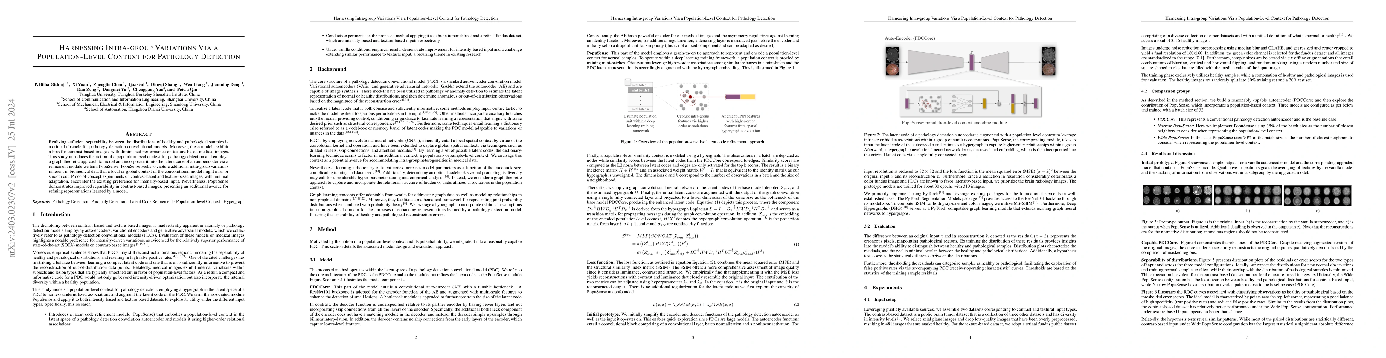 Thumbnail for Harnessing Intra-group Variations Via a Population-Level Context for
  Pathology Detection