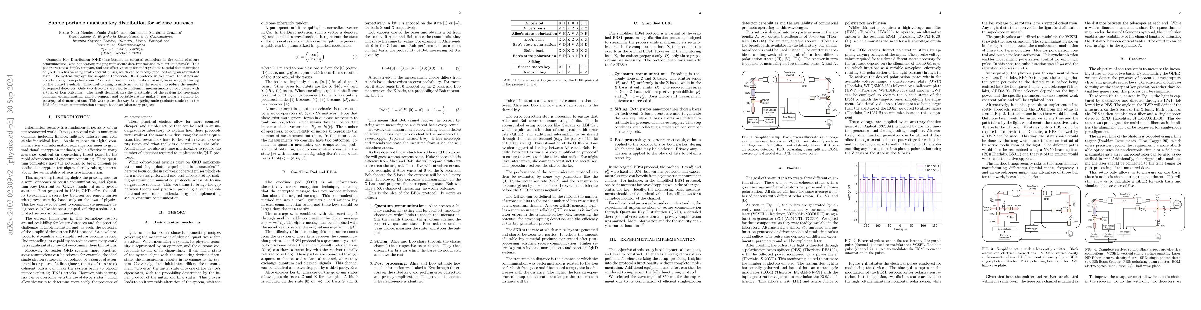 Thumbnail for Simple portable quantum key distribution for science outreach
