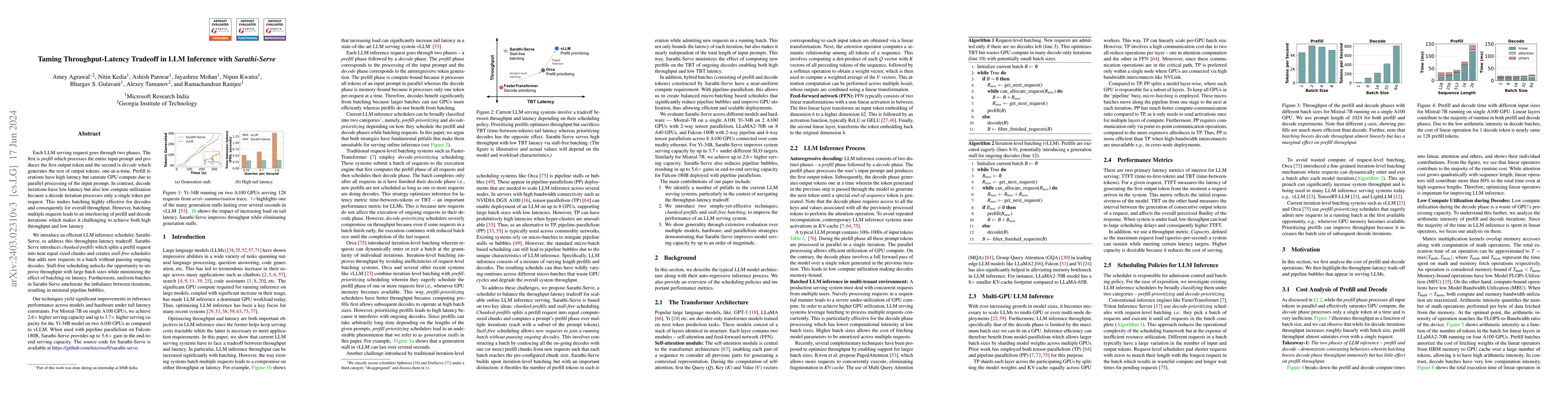 Thumbnail for Taming Throughput-Latency Tradeoff in LLM Inference with Sarathi-Serve