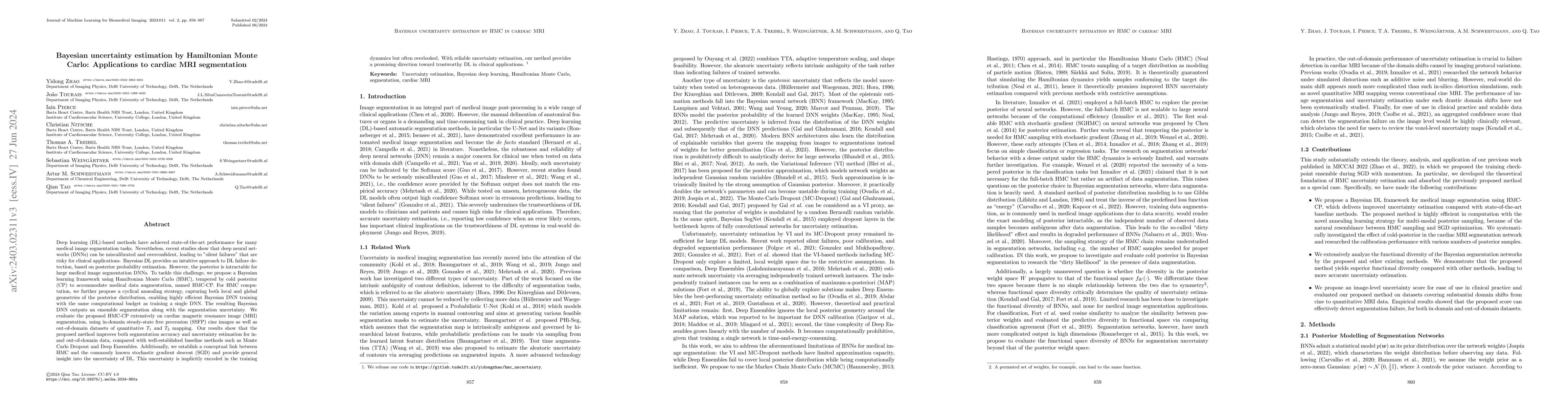 Thumbnail for Bayesian Uncertainty Estimation by Hamiltonian Monte Carlo: Applications
  to Cardiac MRI Segmentation