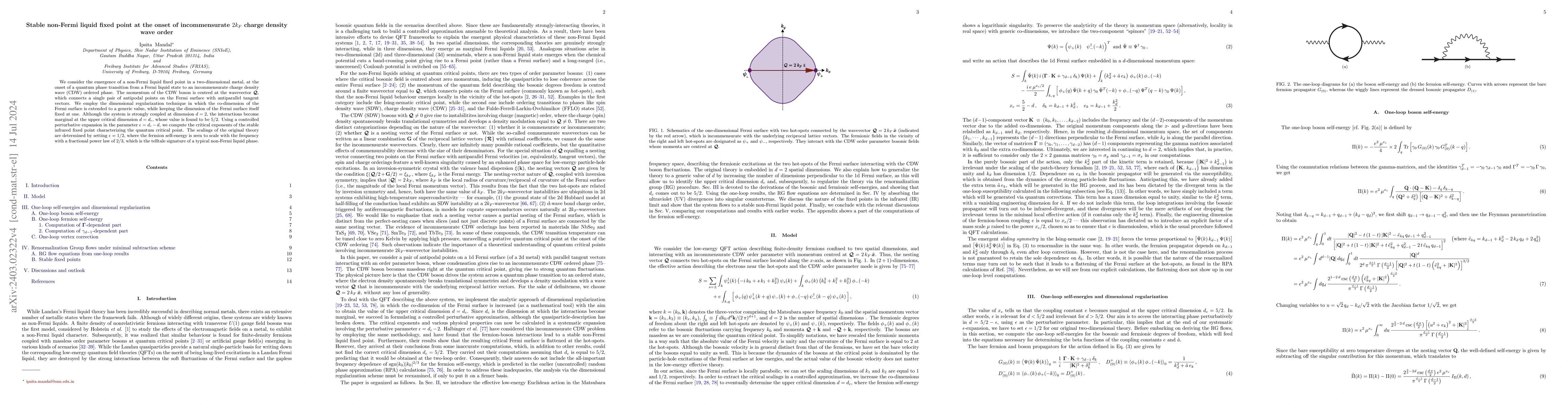 Thumbnail for Stable non-Fermi liquid fixed point at the onset of incommensurate
  $2k_F$ charge density wave order