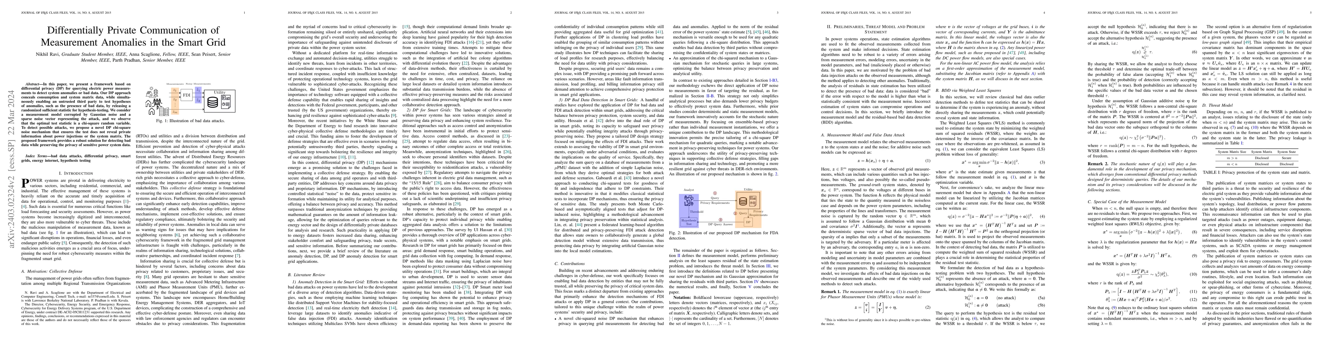 Thumbnail for Differentially Private Communication of Measurement Anomalies in the
  Smart Grid