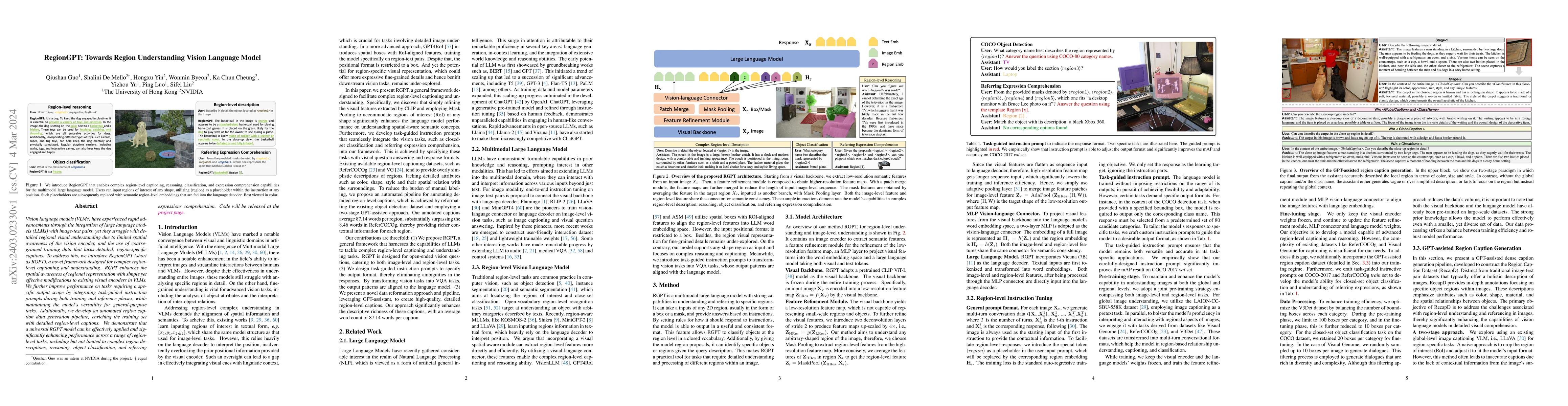 Thumbnail for RegionGPT: Towards Region Understanding Vision Language Model