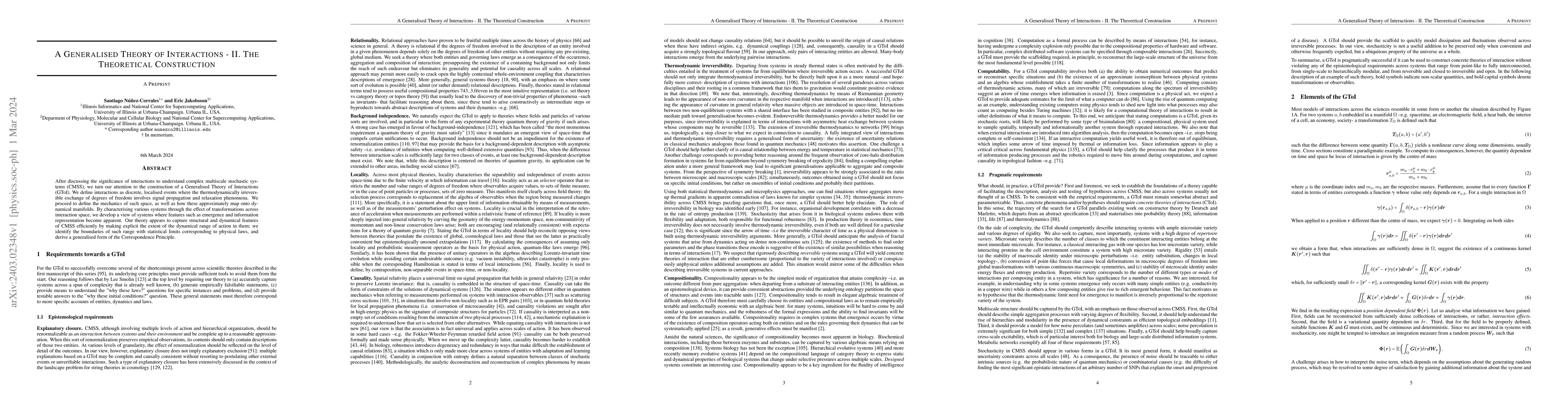 Thumbnail for A Generalised Theory of Interactions -- II. The Theoretical Construction