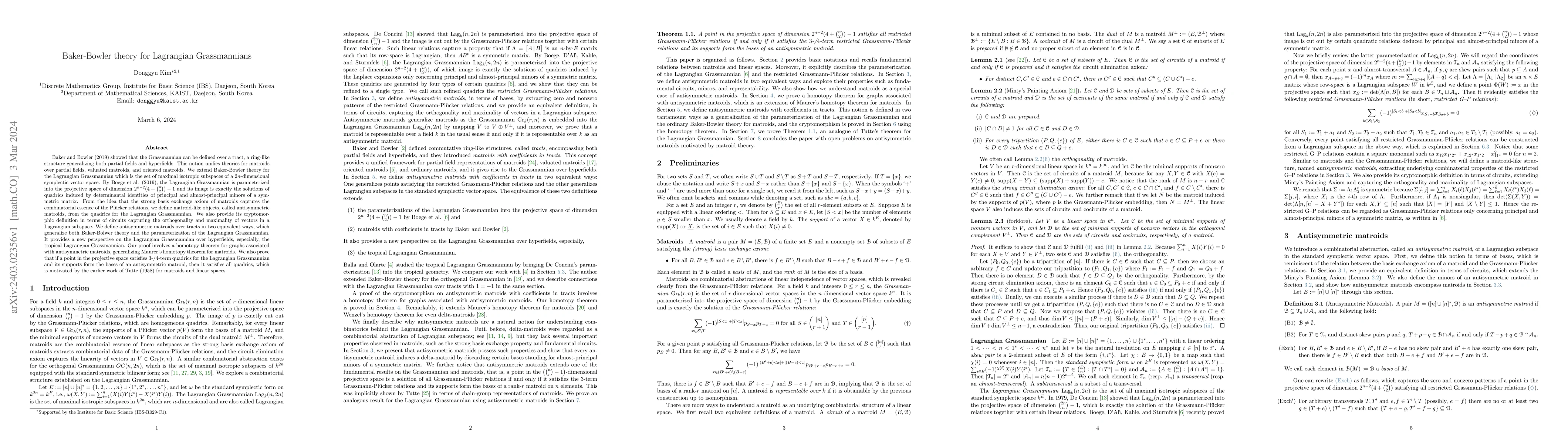 Thumbnail for Baker-Bowler theory for Lagrangian Grassmannians
