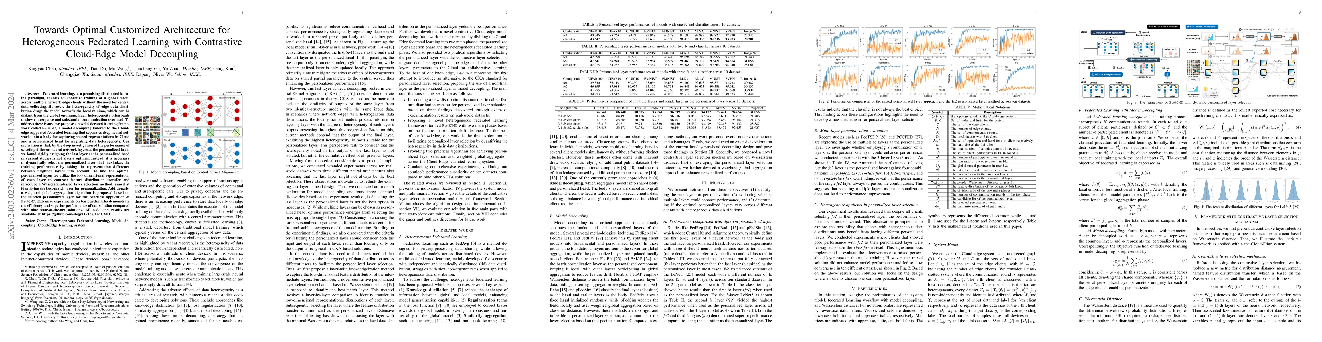 Thumbnail for Towards Optimal Customized Architecture for Heterogeneous Federated
  Learning with Contrastive Cloud-Edge Model Decoupling