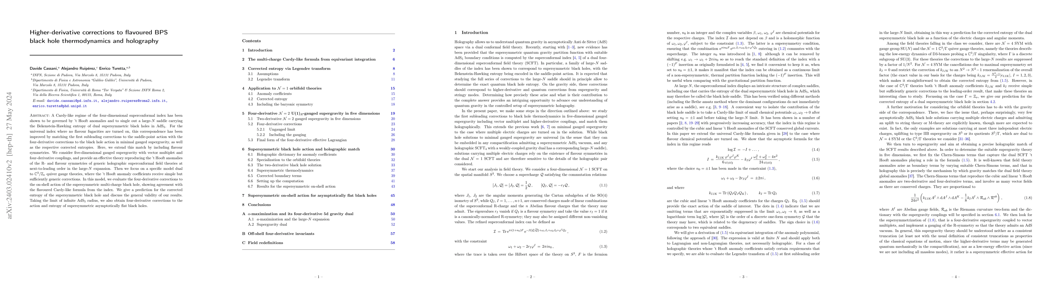 Thumbnail for Higher-derivative corrections to flavoured BPS black hole thermodynamics
  and holography