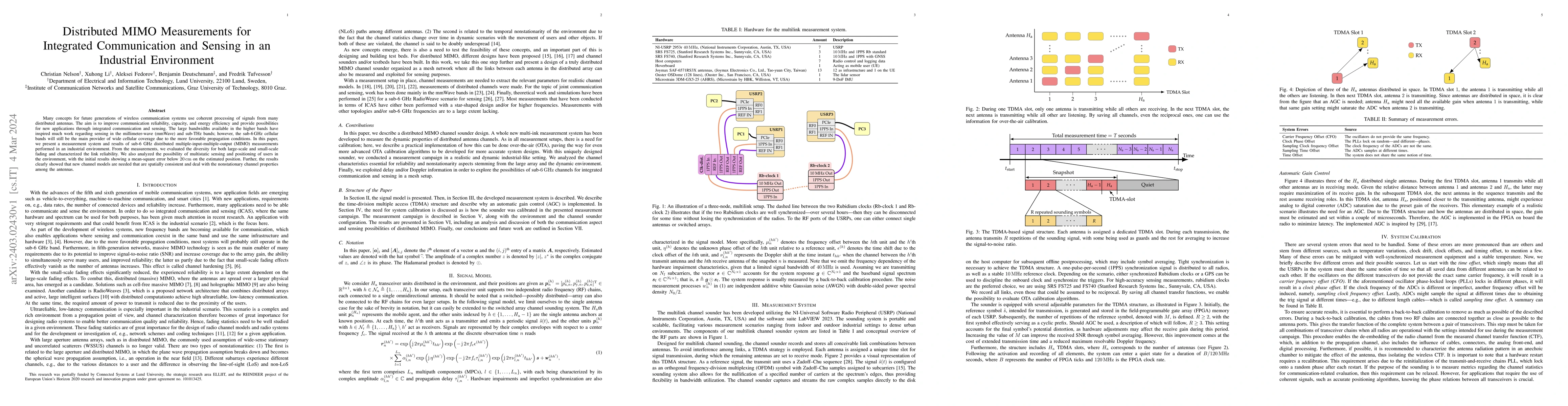 Thumbnail for Distributed MIMO Measurements for Integrated Communication and Sensing
  in an Industrial Environment