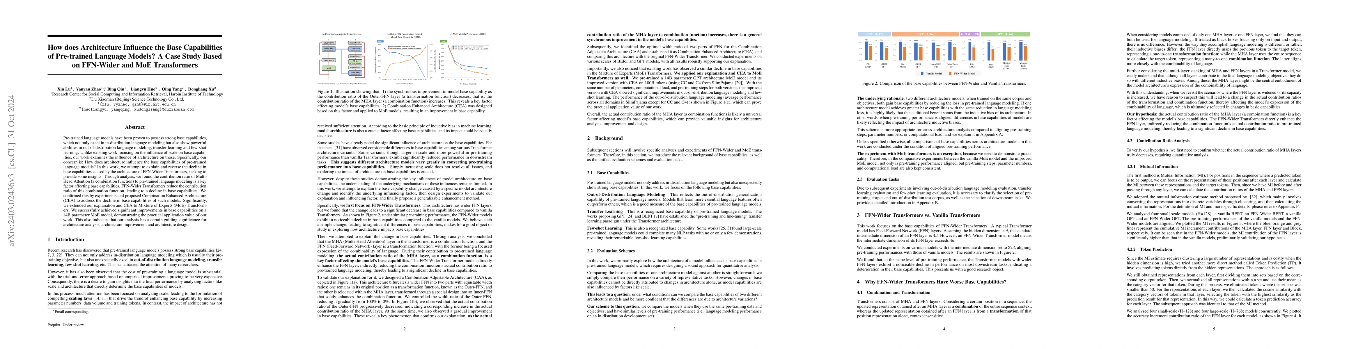 Thumbnail for How does Architecture Influence the Base Capabilities of Pre-trained
  Language Models? A Case Study Based on FFN-Wider Transformer Models