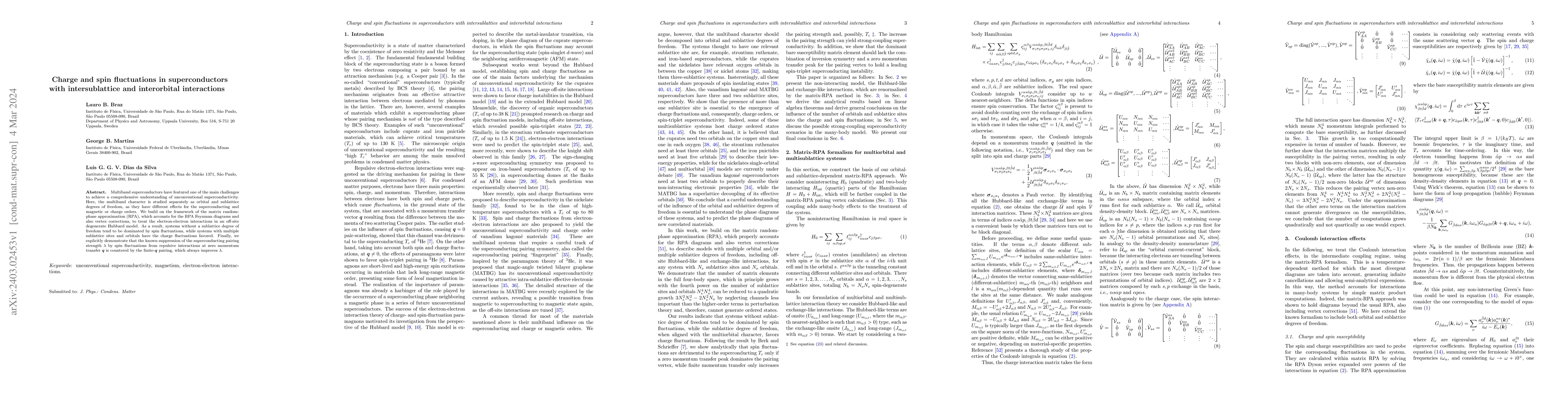 Thumbnail for Charge and spin fluctuations in superconductors with intersublattice and
  interorbital interactions