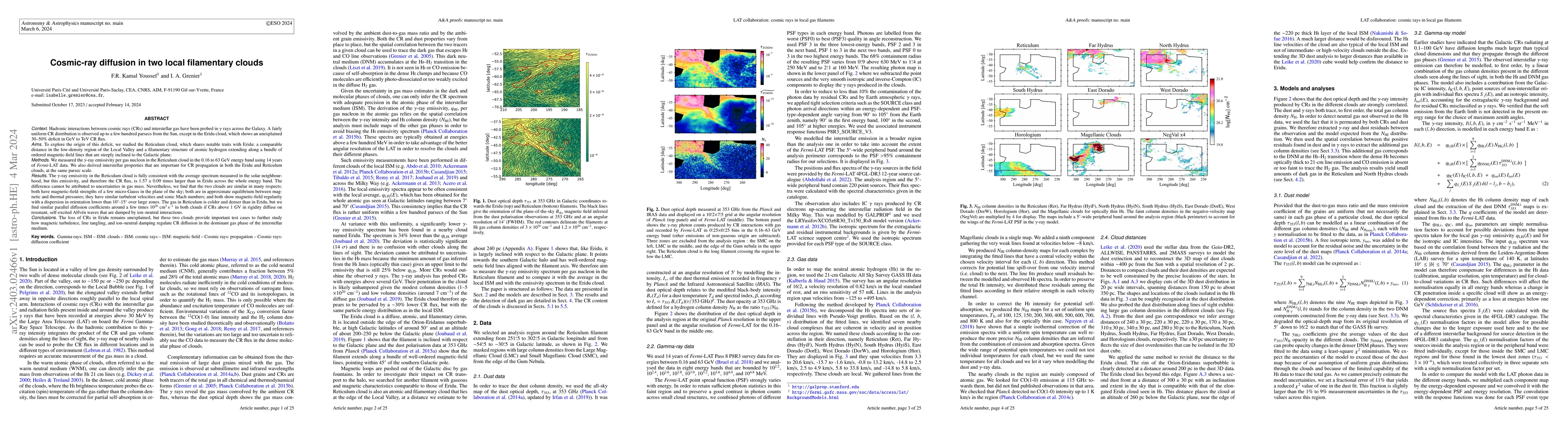 Thumbnail for Cosmic-ray diffusion in two local filamentary clouds