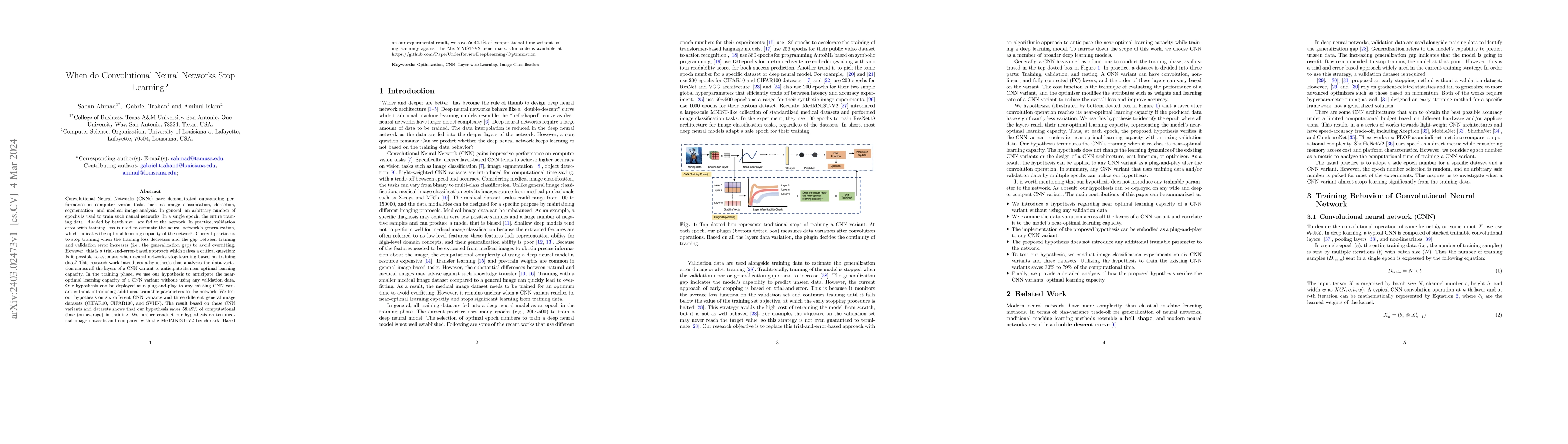 Thumbnail for When do Convolutional Neural Networks Stop Learning?
