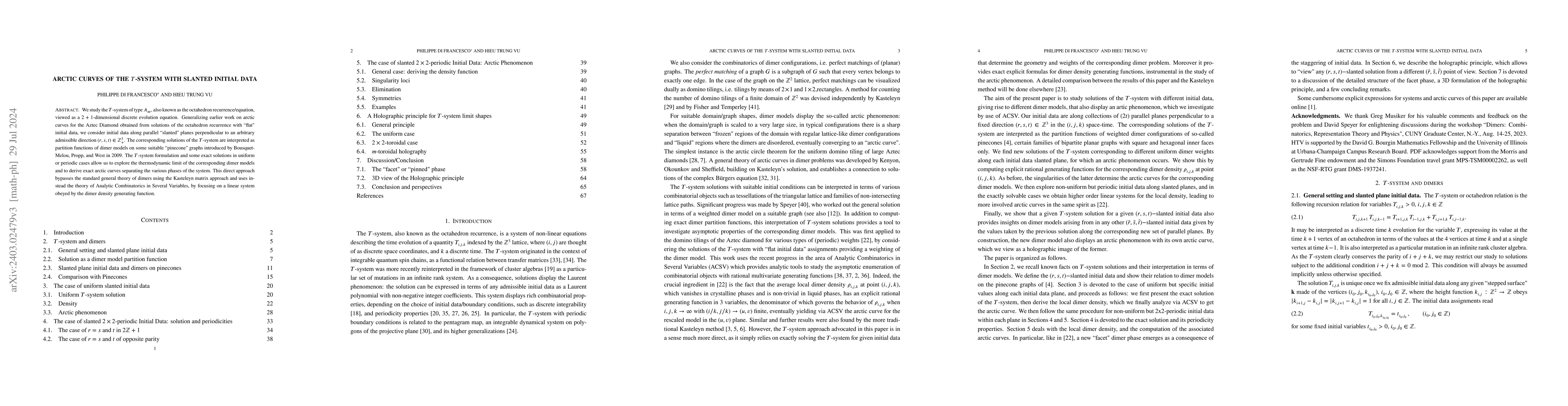 Thumbnail for Arctic curves of the T-system with Slanted Initial Data