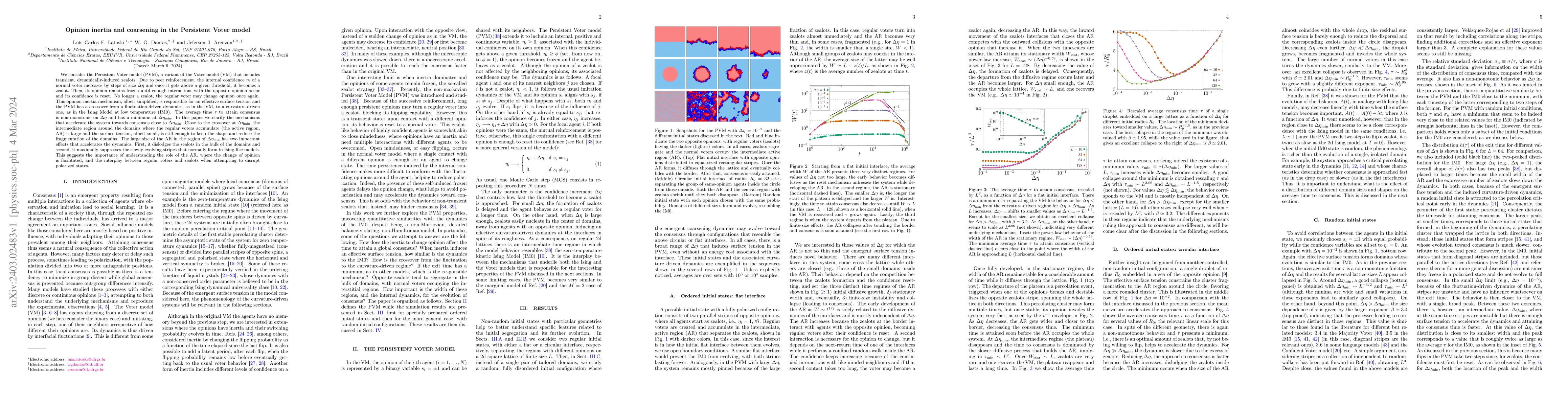 Thumbnail for Opinion inertia and coarsening in the Persistent Voter model